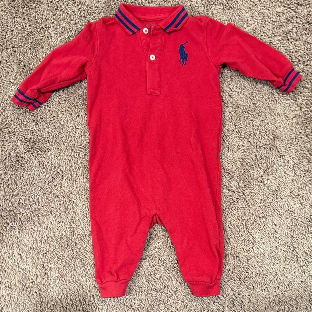 Polo by Ralph Lauren Red Footie with Blue Details